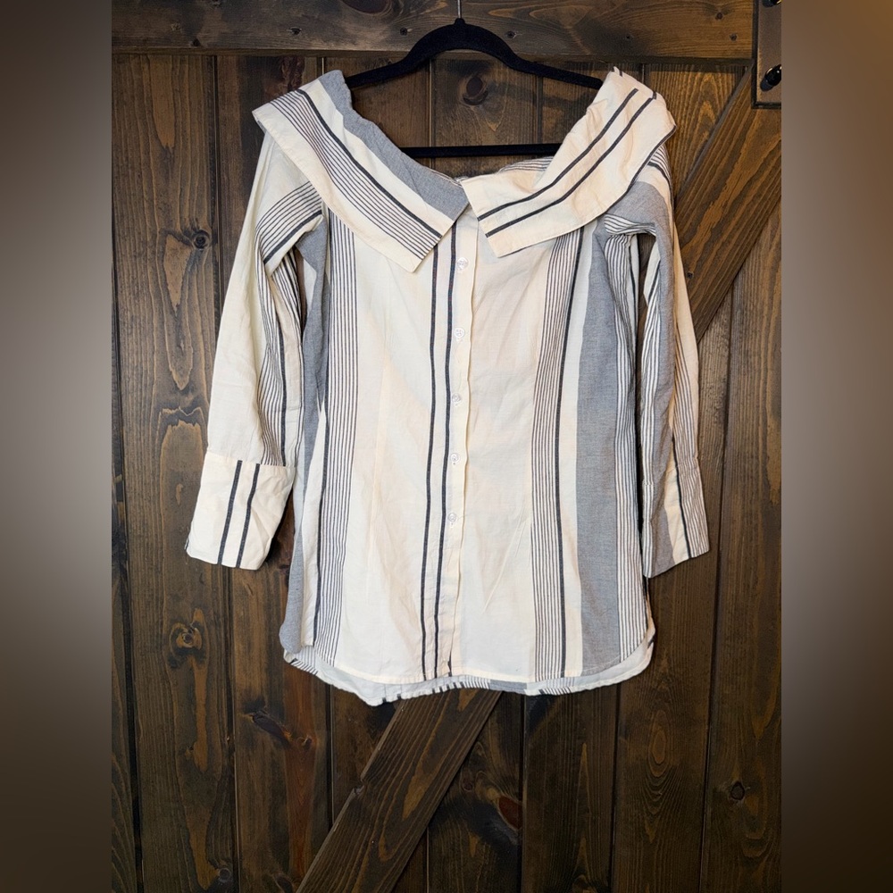 Stone Cold Fox Striped Off The Shoulder Top Blouse